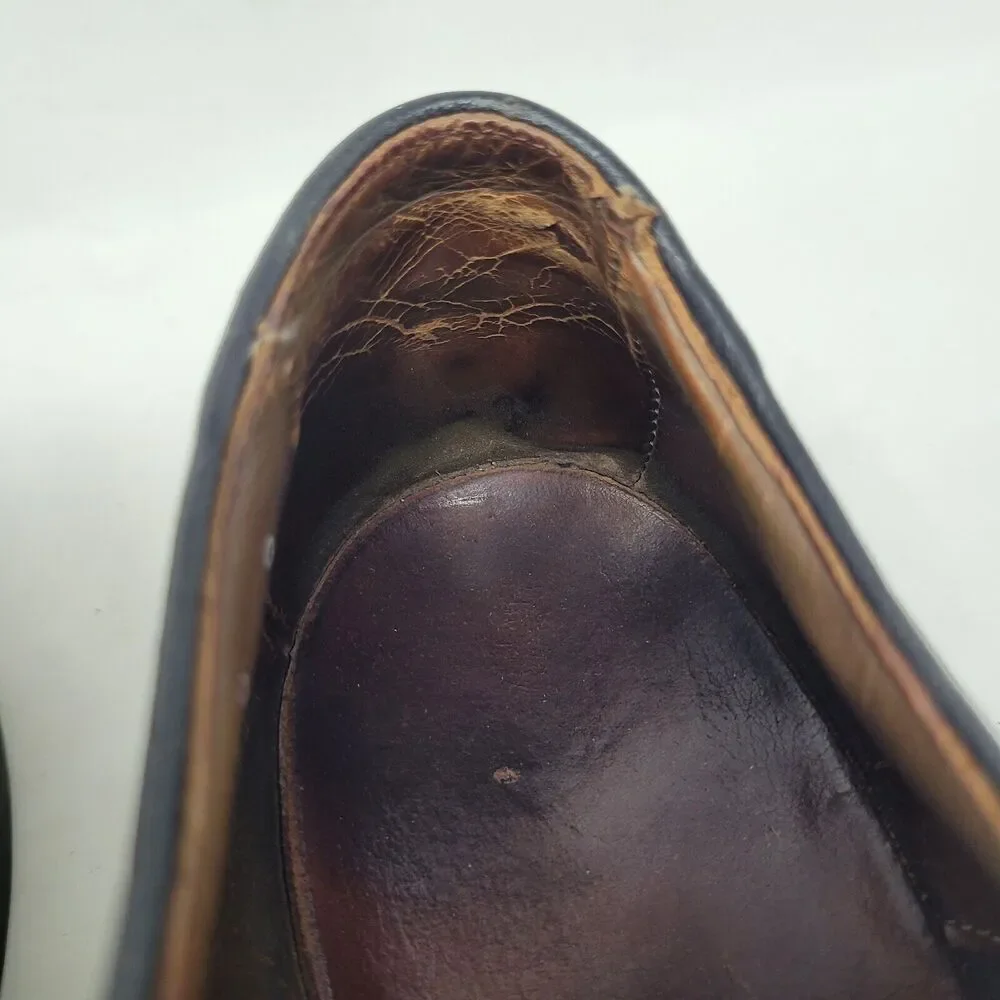 Allen Edmonds Shoes Men 9C Brown Wildebeest Leather Saddle Polo Dress USA Exotic